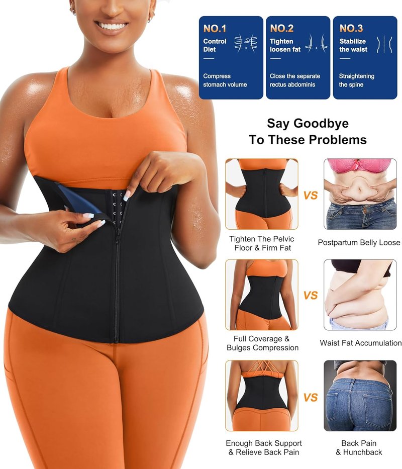Waist Trainer for Women - Lower Belly Trimmer Corset Tummy Wrap | Sweat Belt for Workout & Sauna Suit