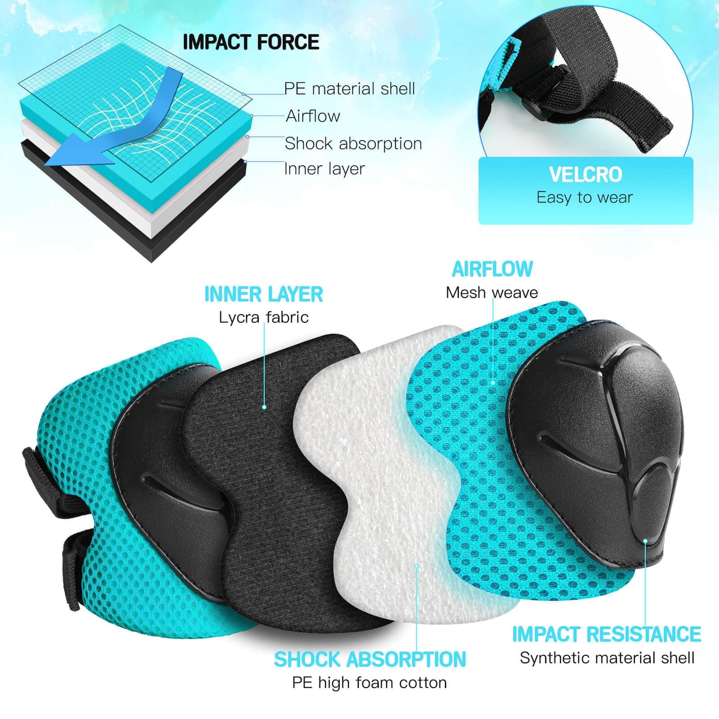 Wemfg Kids Protective Gear Set Knee Pads for Kids 3-8 Years Toddler Knee and Elbow Pads with Wrist Guards 3 in 1 for Skating Cycling Bike Rollerblading Scooter