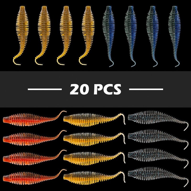 Soft Plastic Worm Fishing Lures Kit - Finesse TRD Stick Worms & Ned Rig Baits for Bass | Freshwater Soft Baits