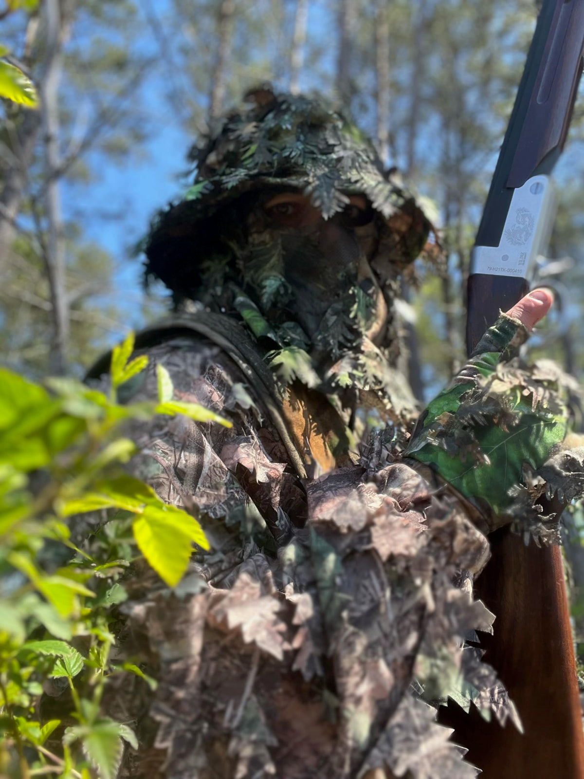 QuikCamo Men’s Mossy Oak Greenleaf 3D Leafy Camo Bucket Hat with Built-In Face Mask for Turkey Hunting - Adjustable Size
