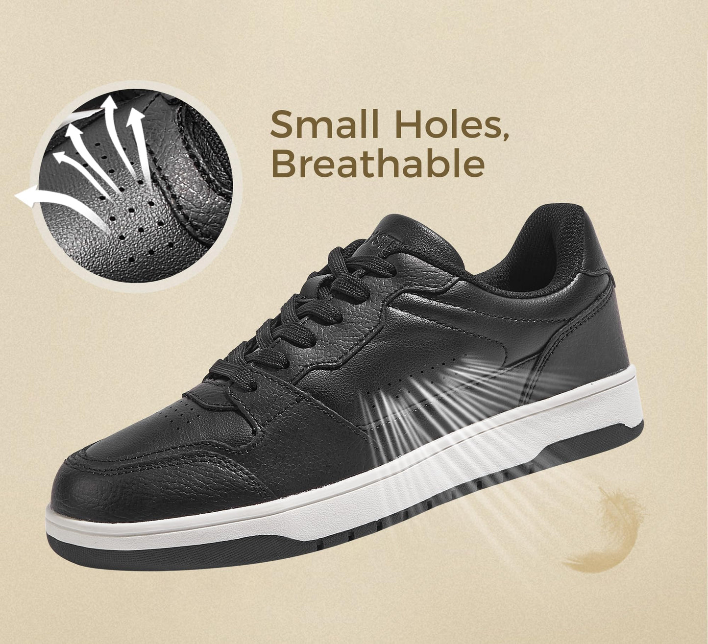 LUCKY STEP Men's Fashion Sneakers Lace Up Casual Low Top Anti-Slip Tennis Skateboard Basketball Walking Shoes(Black,10)