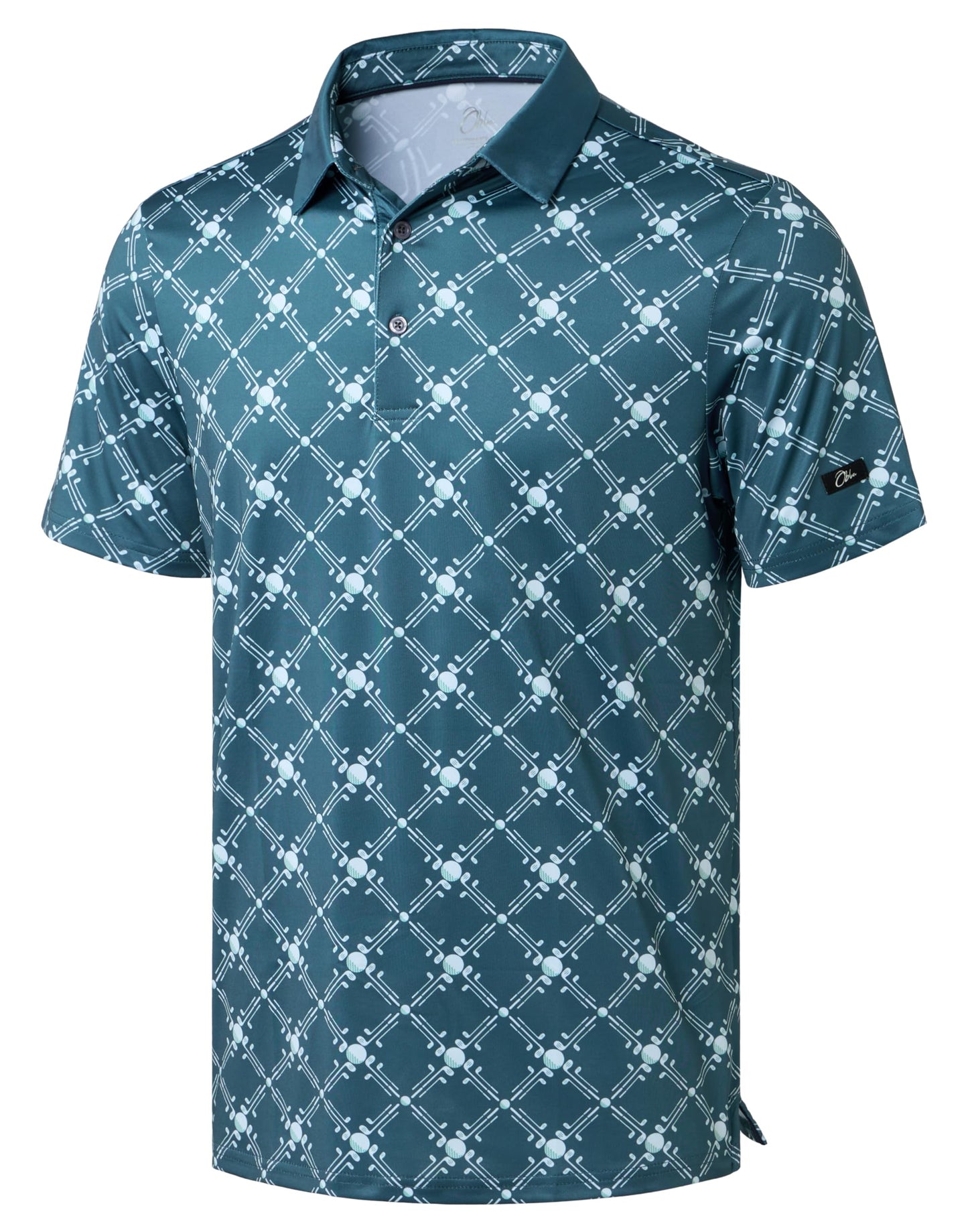 Obla Mens Golf Polo Shirts Short Sleeve Dry Fit Performance Moisture Wicking Casual Print Collared Golf Shirts for Men(Golf Checker Board_XXL)