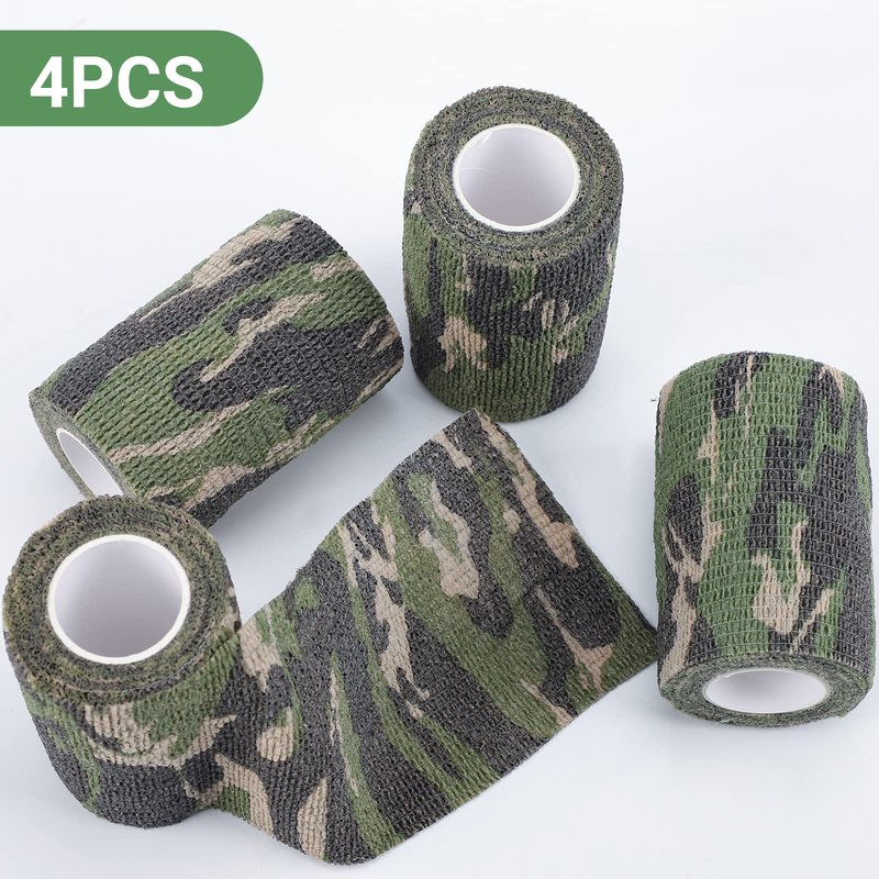 DROK 10 Roll Camo Grip Tape, 2.95in x 14.76ft Adhesive Stretch Cohesive Camo Tape for Outdoor Athletic Sports Bicycle Hockey Skateboard Scooter Bat, 4.92Yard Waterproof Protective Bandage Cover