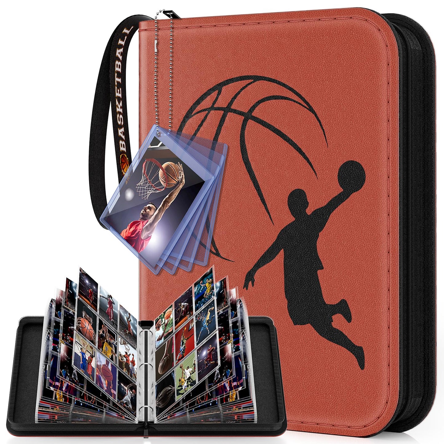 Basketball Card Binder 720 Pocket, Sports Card Binder with Card Display Design, Premium Card Holder with Sports Pattern Wristband Fit for Basketball Cards 2026