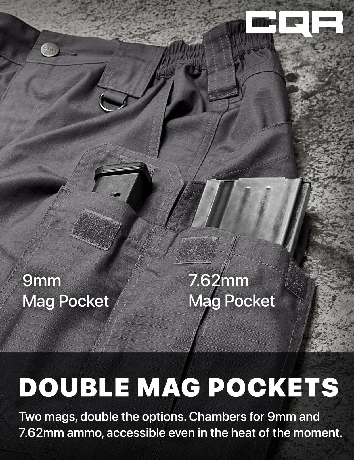 CQR Men's Tactical Pants, Water Resistant Ripstop Cargo Pants, Lightweight EDC Work Hiking Pants, Outdoor Apparel, Raider Mag Pocket Charcoal, 36W x 34L