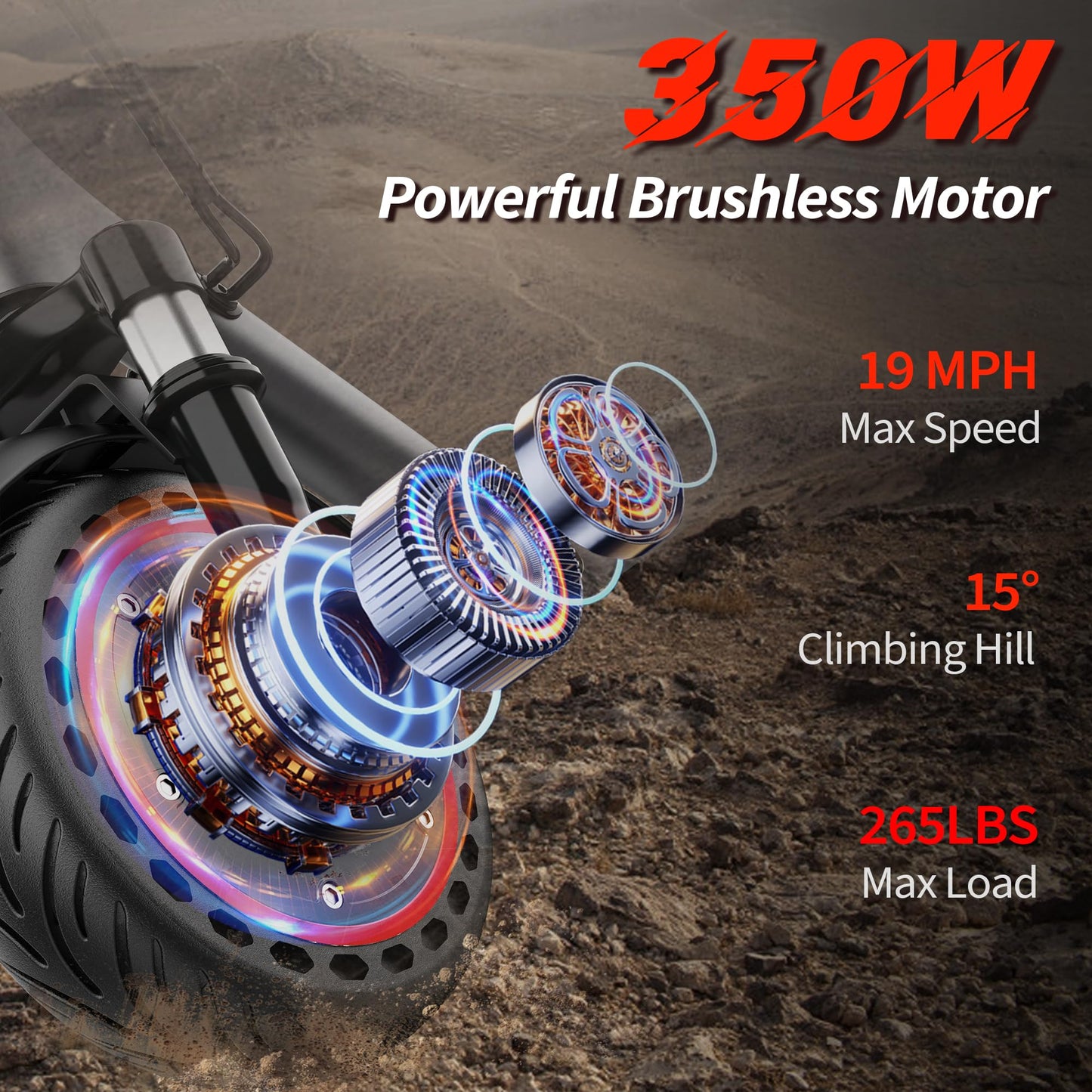 Electric Scooter, 350W Powerful Motor,8.5" Solid Tyre,19 Mph Top Speed,12 Miles Long Range, Lightweight Foldable E-Scooter with EABS & Drum Brake