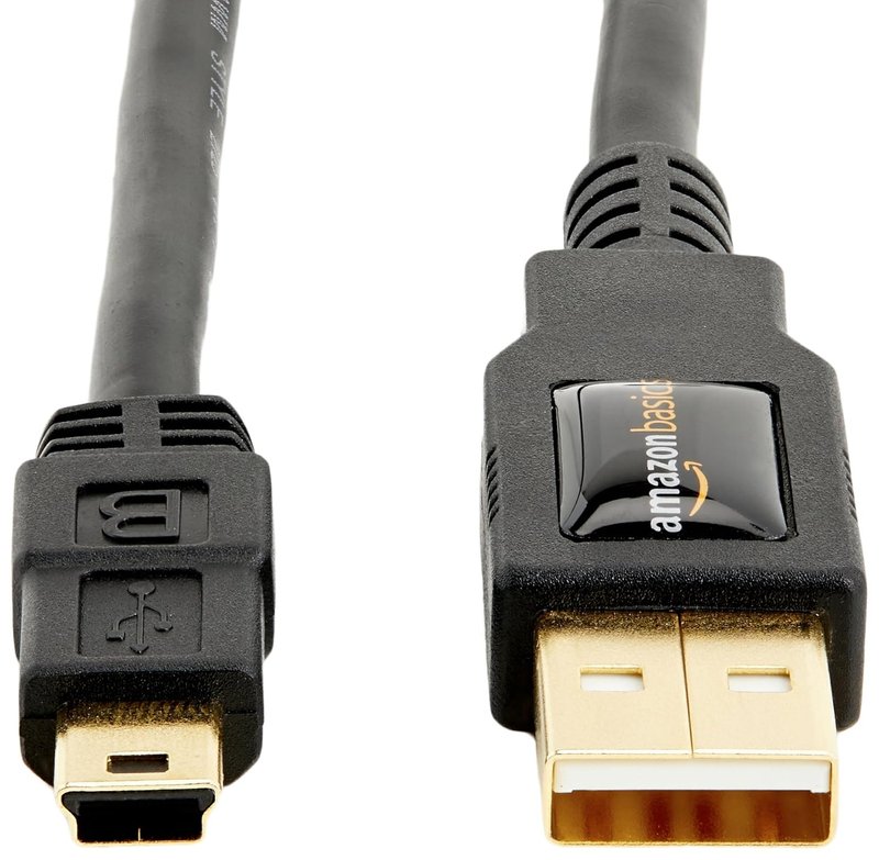 USB-A to Mini USB 2.0 Cable - 480Mbps Transfer Speed, Gold-Plated Plugs | 6 Feet, Black