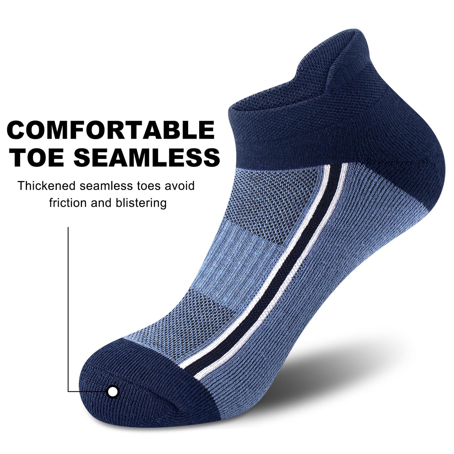 Gonii Men's Running Athletic Ankle Socks - Thick Cushioned Low Cut Socks (5 Pairs)