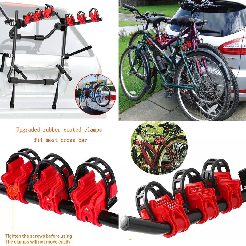 ASENDIWAY 6Pcs/Set Bike Rack Hitch Mount Bicycle Car Bike Rack Strap Replacement Cradles Cargo Carrier Spare Hooks with Rubber Straps Car Racks Accessories 1-1/4"&2" Truck Hitch Red&Black