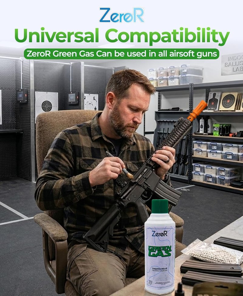 ZeroR® Green Gas - Airsoft Pistol Fuel - 13.5 Fl Oz | High-Performance Propellant