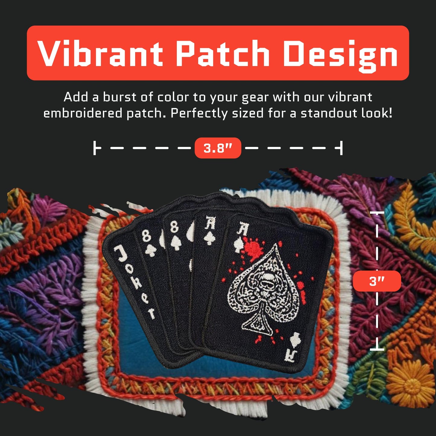 Dead Man's Hand Ace of Spade Embroidery Patch - Funny Meme Embroidered Patches, Military Tactical Morale Patch with Hook and Loop Fastener, Cute Patches for Backpacks, Jeans, Jackets, Vests & More