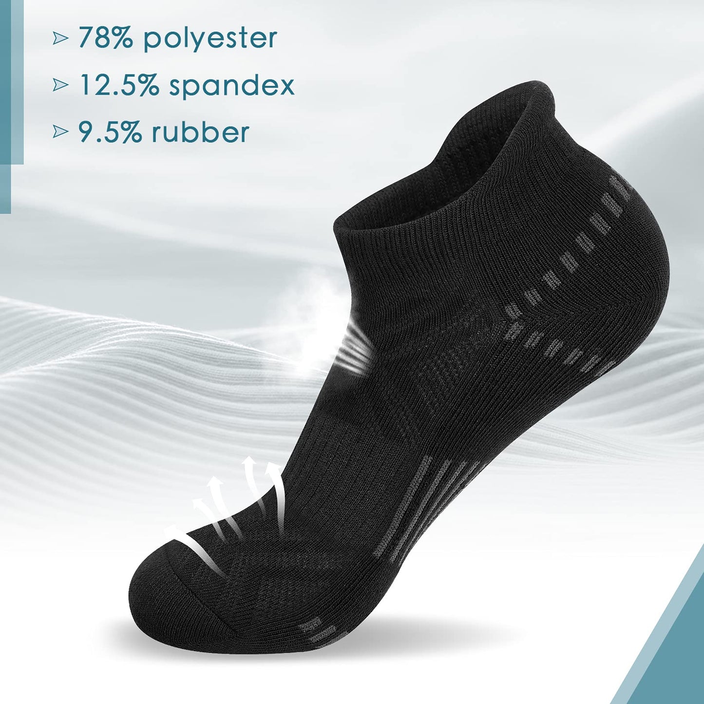 Airacker Ankle Athletic Running Socks Cushioned Breathable Low Cut Sports Tab Socks for Men and Women (6 Pairs)