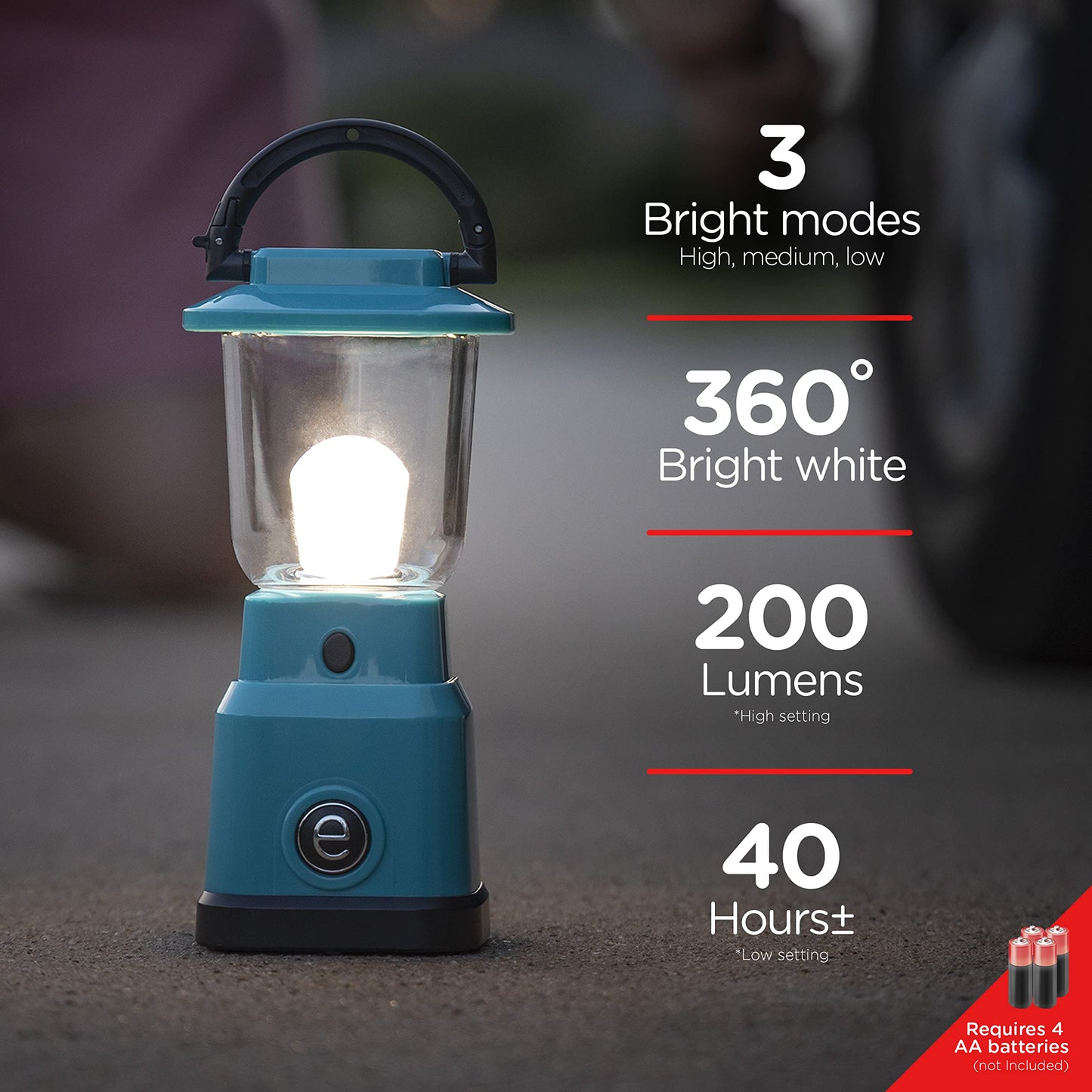 Enbrighten LED Mini Camping Lantern, Battery Powered, 200 Lumens, 40 Hour Runtime, 3 Modes, Night Light for Kids, Ideal for Hiking, Outdoors, Emergency, Snow, Hurricane and Storm