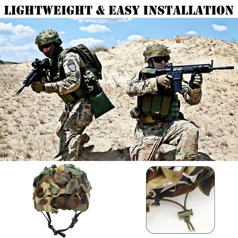 Motionchic 4 Pcs Helmet Cover Tactical Scrim Airsoft Leaf Cover Camo Military Gear Combat Fast Tactical Accessories Military Paintball Hunting Shooting Gear, Helmet Not Included
