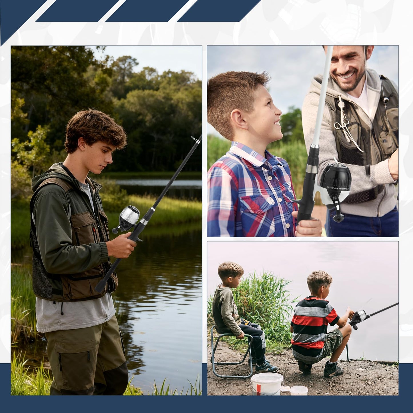 WIDDEN Kids Fishing Pole 2 Pack, Youth Fishing Rod and Reel Combo - Telescopic Portable Fishing Pole with Tackle Box Bag Starter Anglers Set, Fishing Gear Kit for Boys Girls Teens and Beginners