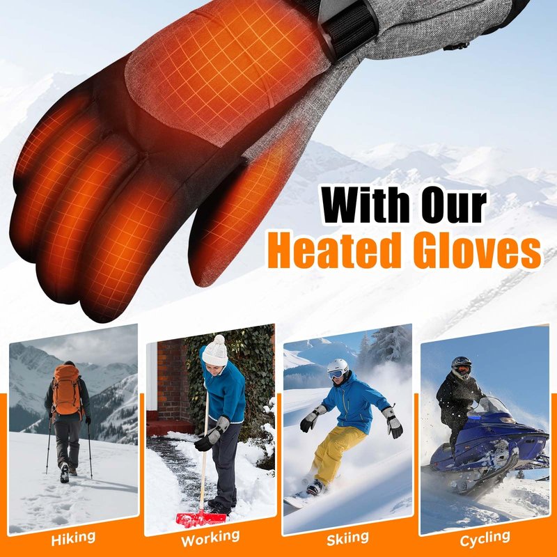 Darivefish Heated Gloves, 5V 4000mAh Rechargeable Heated Gloves for Men, 3 Heating Levels, Touchscreen, Non-Slip for Skiing, Hunting, Outdoor Work