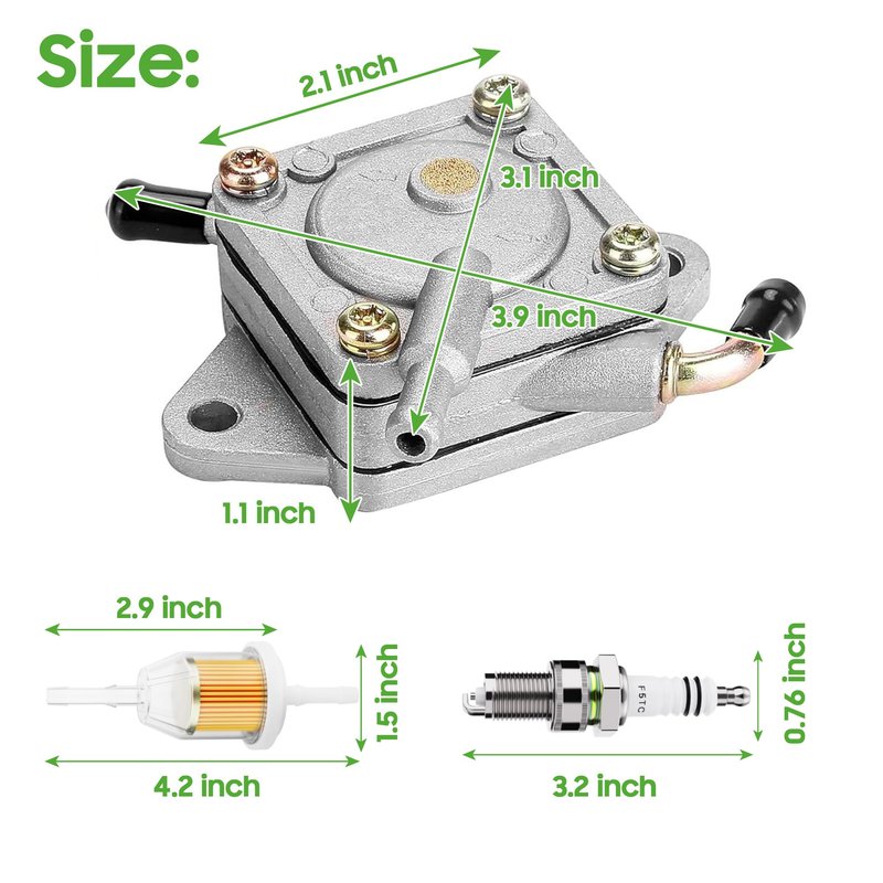 10L0L Golf Cart Fuel Pump Impulse Kit for Club Car DS & Precedent 1984-up Gas with 290FE 350FE Kawasaki Engine, Replace OEM 1014523 1014524 S 5136 FP002, Includes Filters & Spark Plug