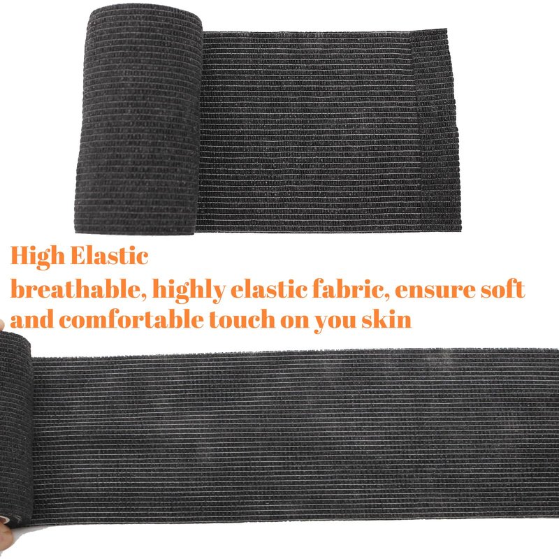24 Rolls Self Adhesive Bandage Wrap, Vet Wrap 4 Inch for Horses Dogs Wounds Care Dressings, Elastic Self Stick Cohesive Bandage Wrap, Wrist, Sports, Ankle Tape Leg Wraps Black