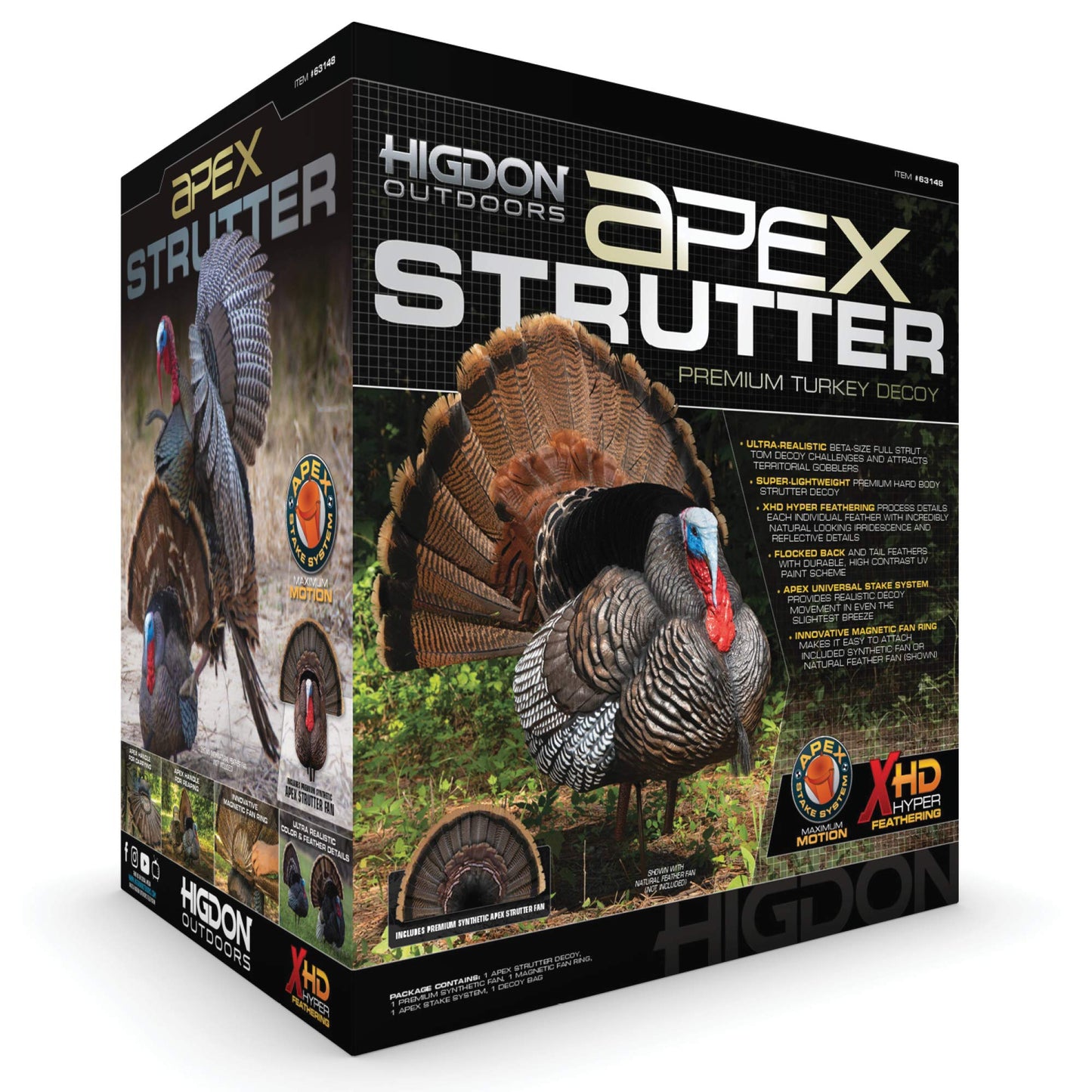 Higdon Outdoors Apex Full Strut Tom Turkey Decoy with Magnetic Removeable Fan for Turkey Hunting