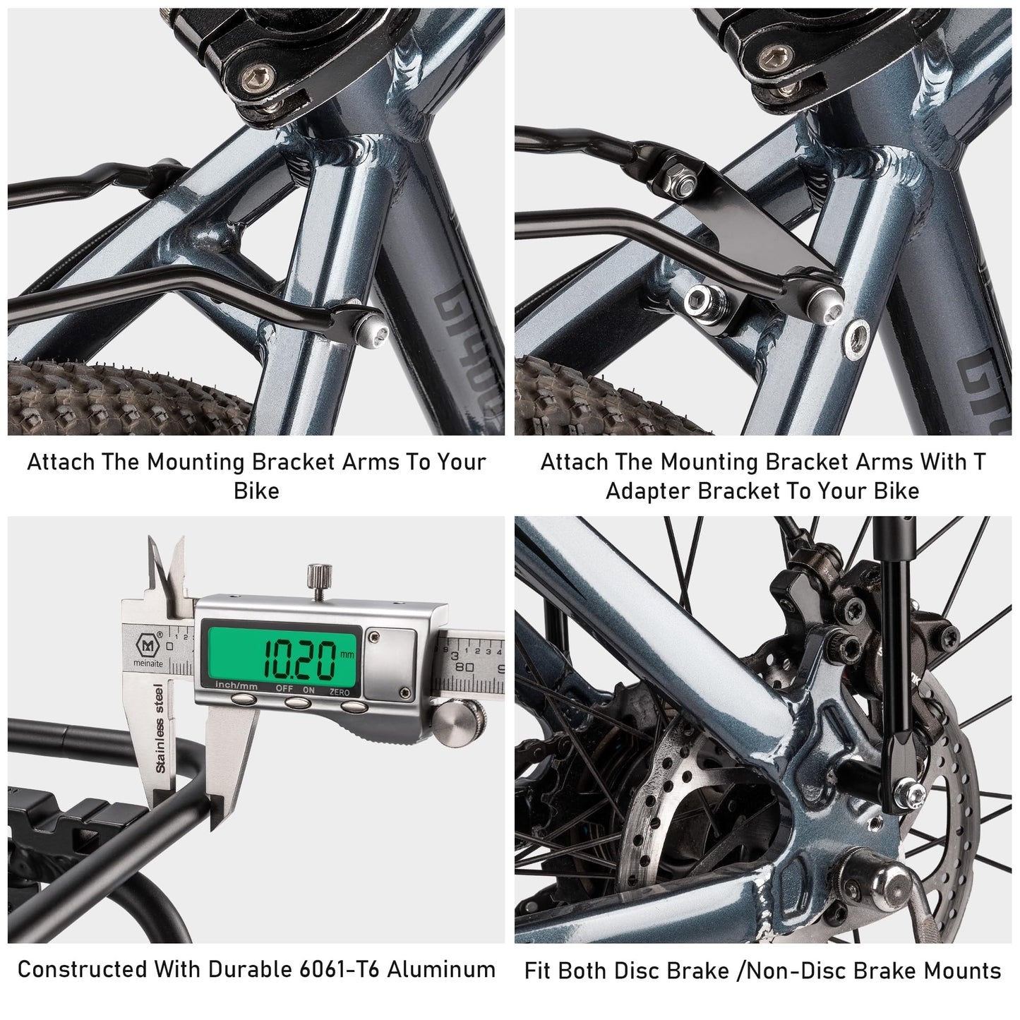 Bike Rear Rack - Bicycle Pannier Rack Compatible with MIK System, Bike Cargo Rack for Disc Brake/Non-Disc Brake Mount - Height Adjustable for 26"-29" Frames