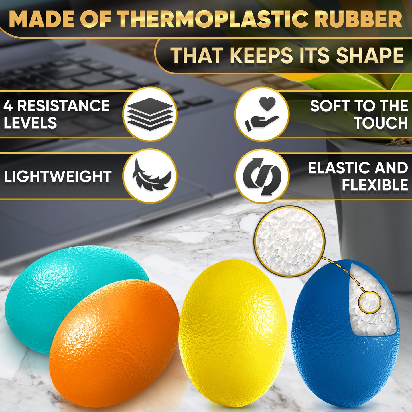 4 Pcs Squeeze Balls for Hand Therapy with 4 Resistance Levels