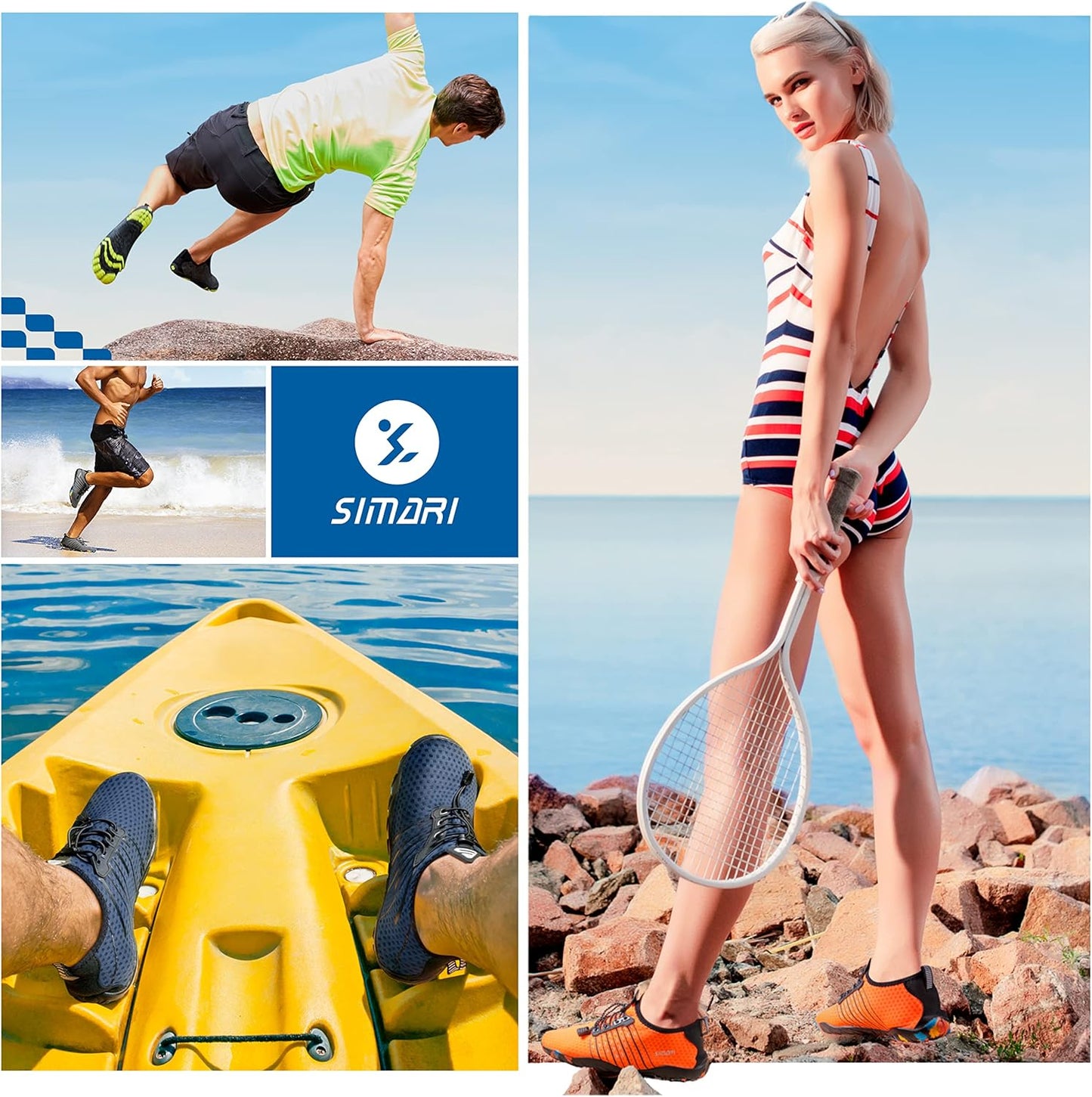 Water Shoes for Men & Women - Quick-Dry Barefoot Aqua Socks | Lightweight Non-Slip Swim Shoes for Beach & Water Sports