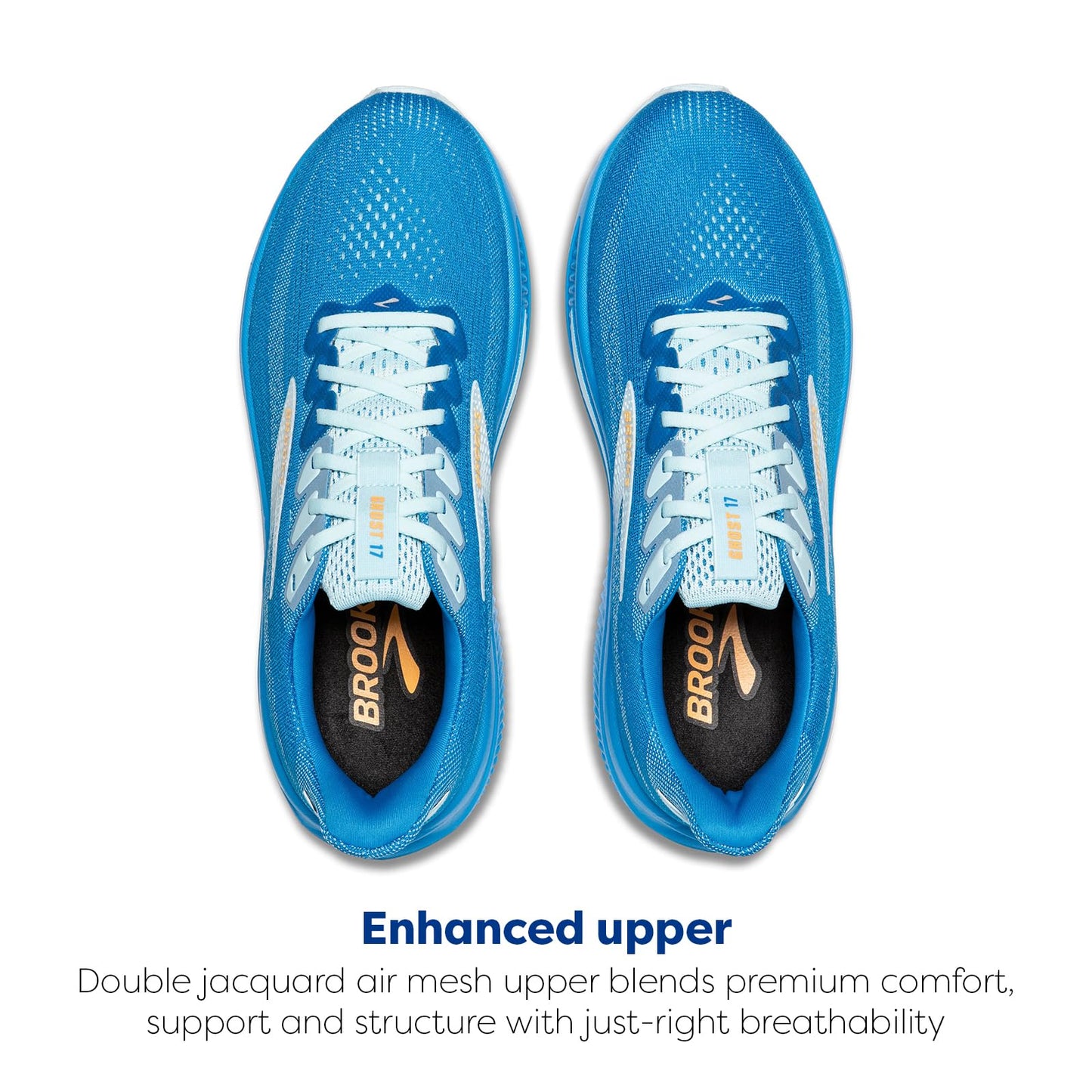 Brooks Men’s Ghost 17 Neutral Running Shoe - Cloissone/Blue/Orange - 9.5 Medium