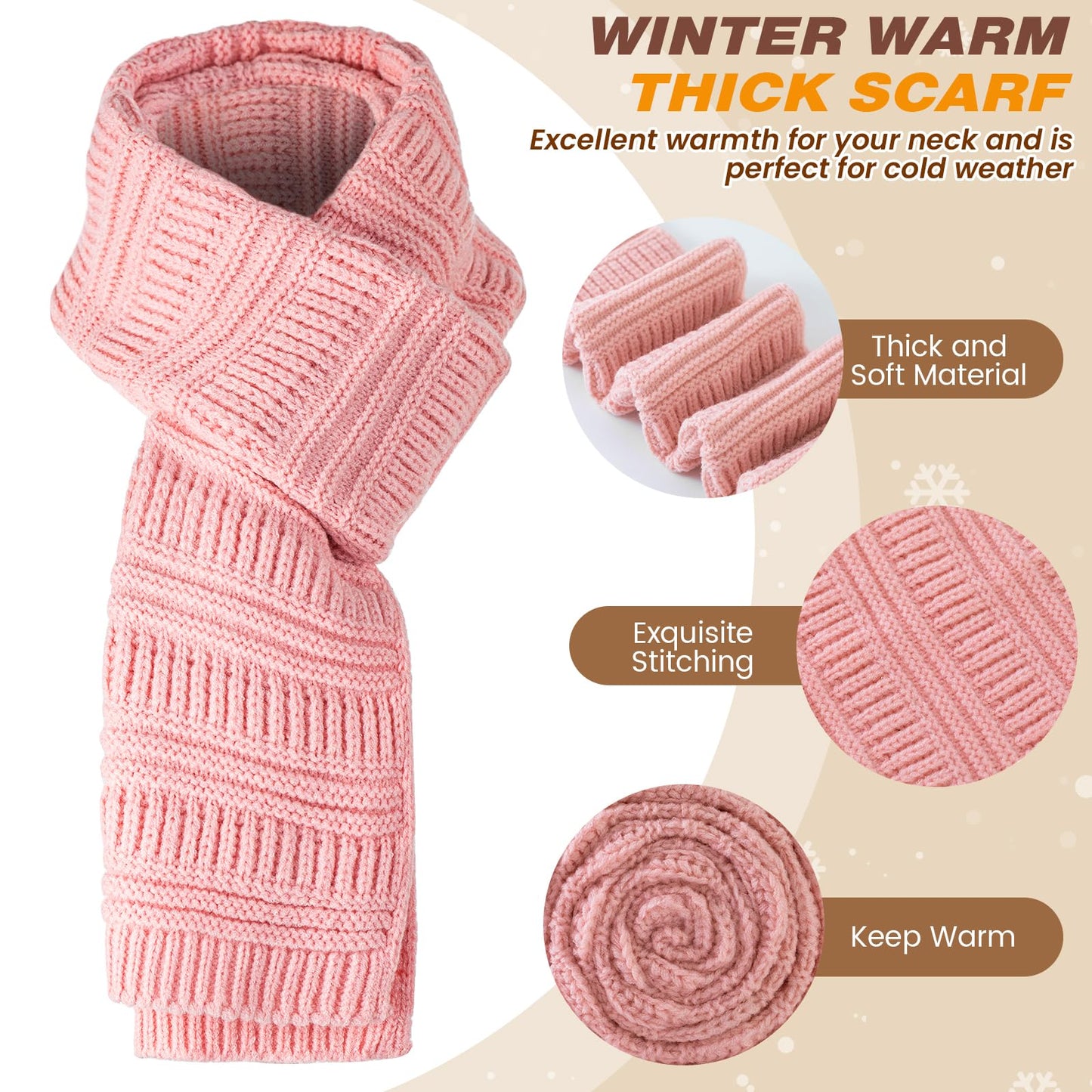 Pleneal Winter Womens Beanie Hat Scarf Gloves Set, Slouchy Beanie Knit Scarf Touchscreen Gloves Warm 3 Gift Set
