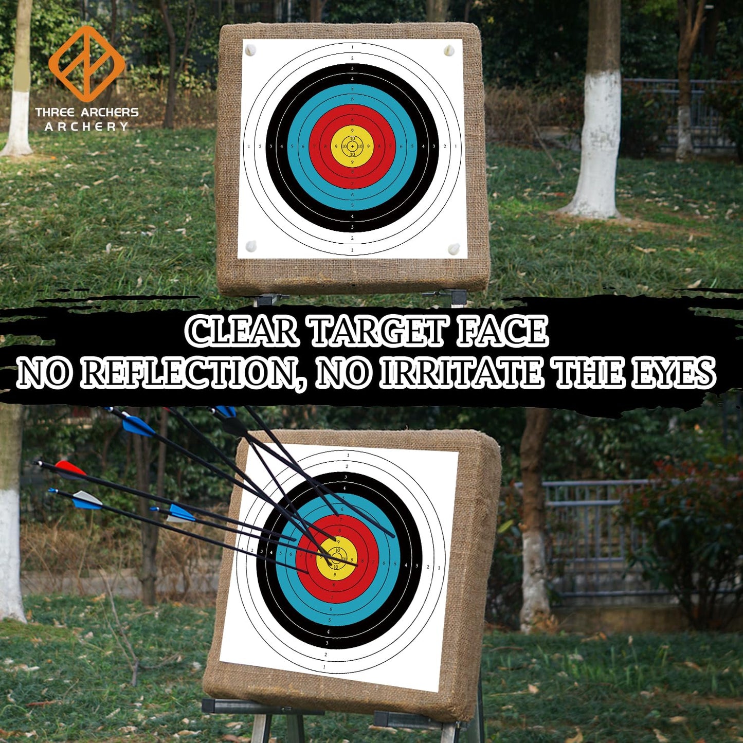 THREE ARCHERS Archery Targets Paper 20pcs Standard Archery Target for Backyard 23.6In 10 Ring Bow and Arrow Targets Face for Hunting & Shooting Archery Accessories for Target Practice