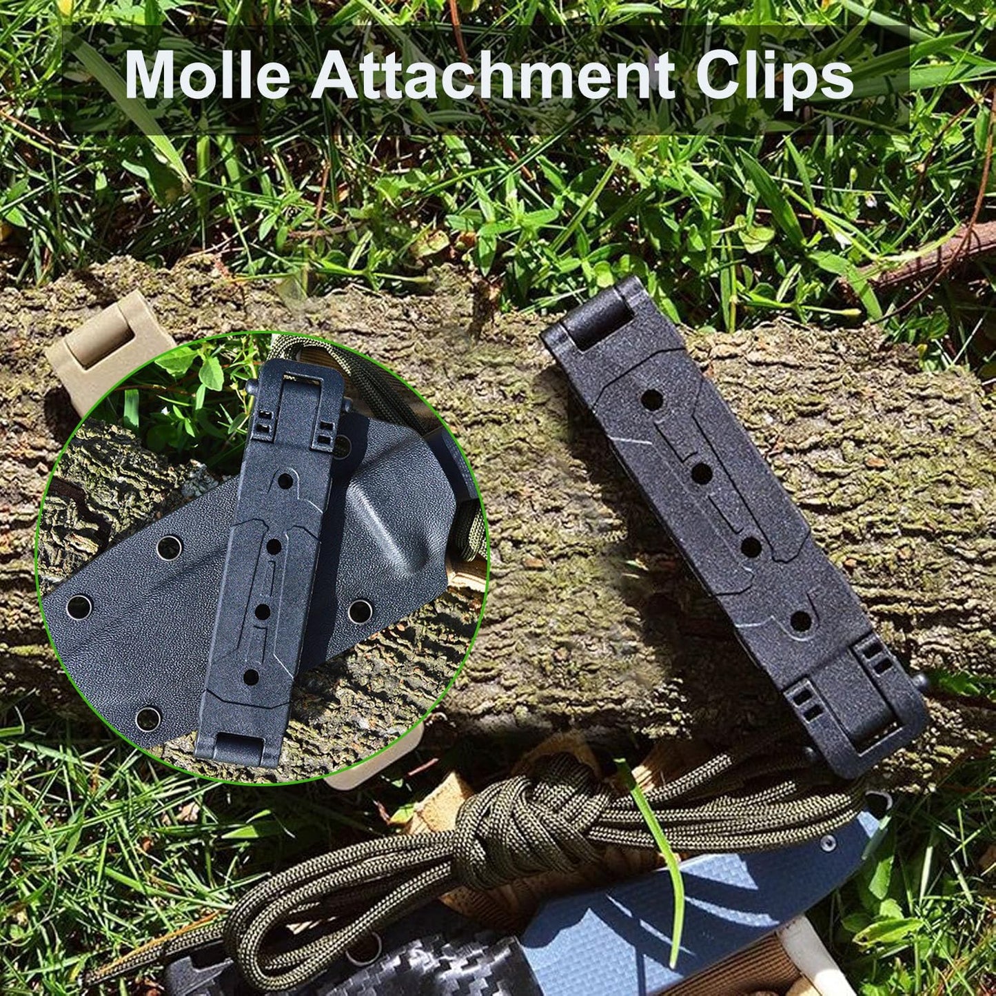 PQEUGOA Molle Attachment with Mounting Hardwares, 3" Molle Clips for Vests, Backpacks, Pouches, and Molle Belt (A-Black 6pcs)