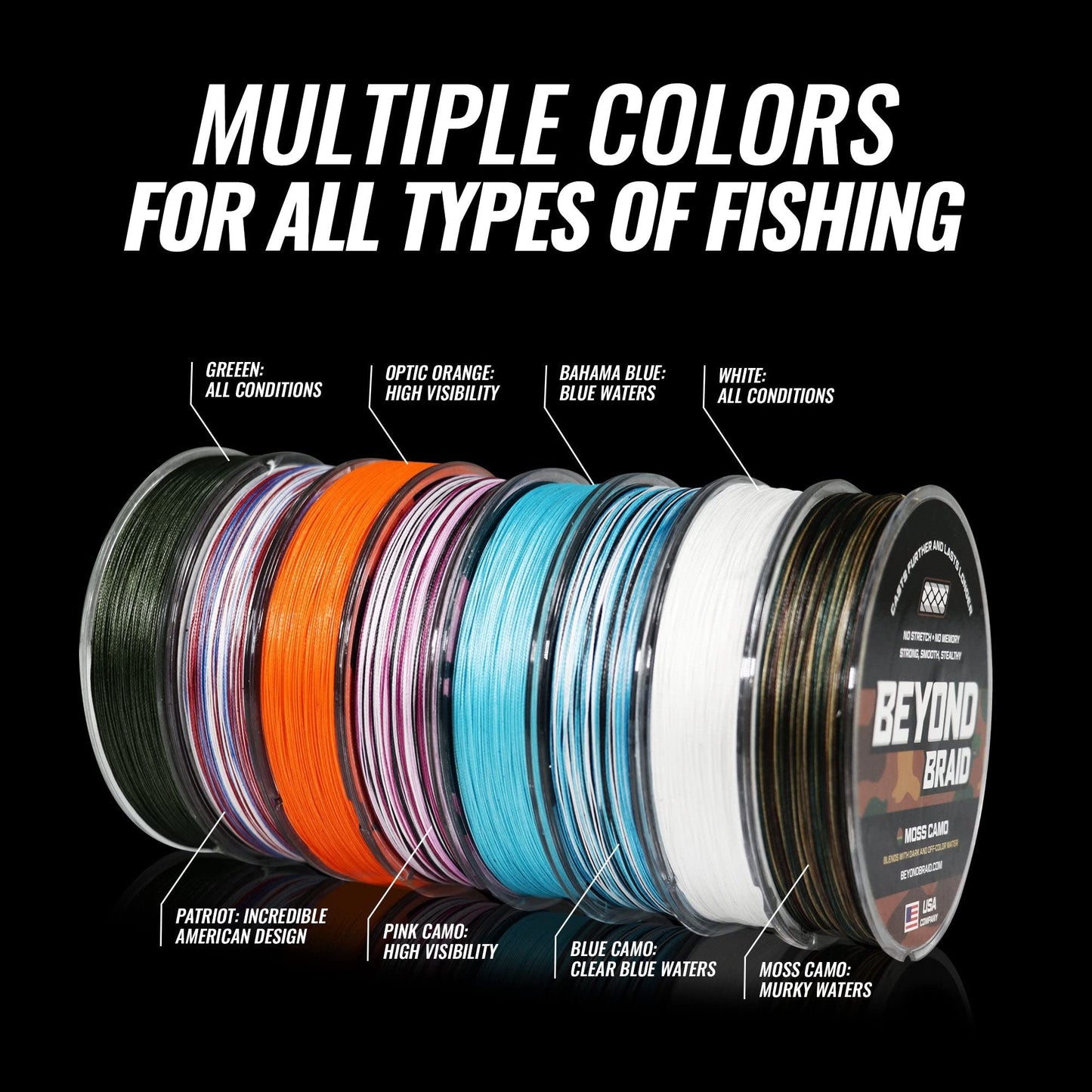 Beyond Braid Braided Fishing Line - Optic Orange 8X -No Fade/2000/Yards/60LB