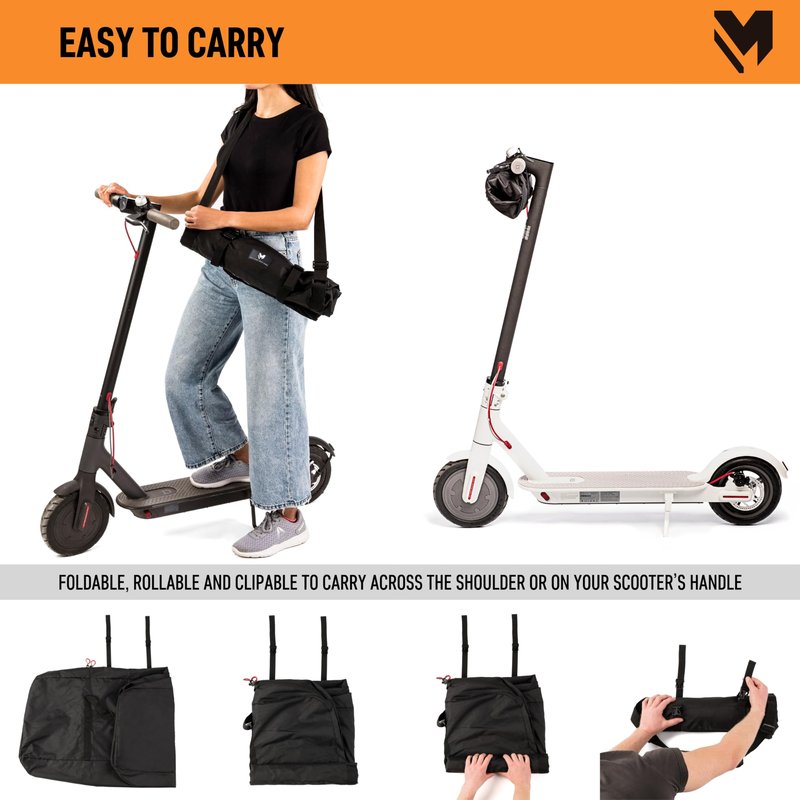 lamaki Electric Scooter Bag Transport & Storage - Universal Size - Heavy Duty Nylon 1680D, Foldable, Metal Zippers, Straps for Handle Bars - Electric Scooter Carrying Bag