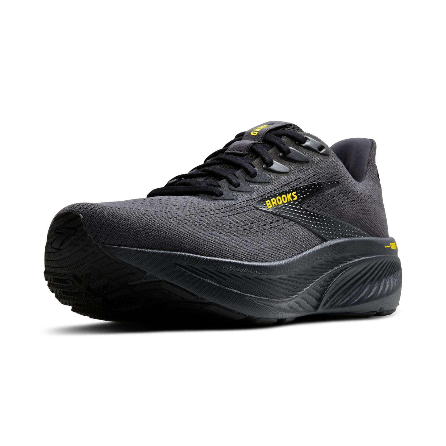 Brooks Men’s Ghost 17 Neutral Running Shoe - Ebony/Black/Yellow - 7 Wide