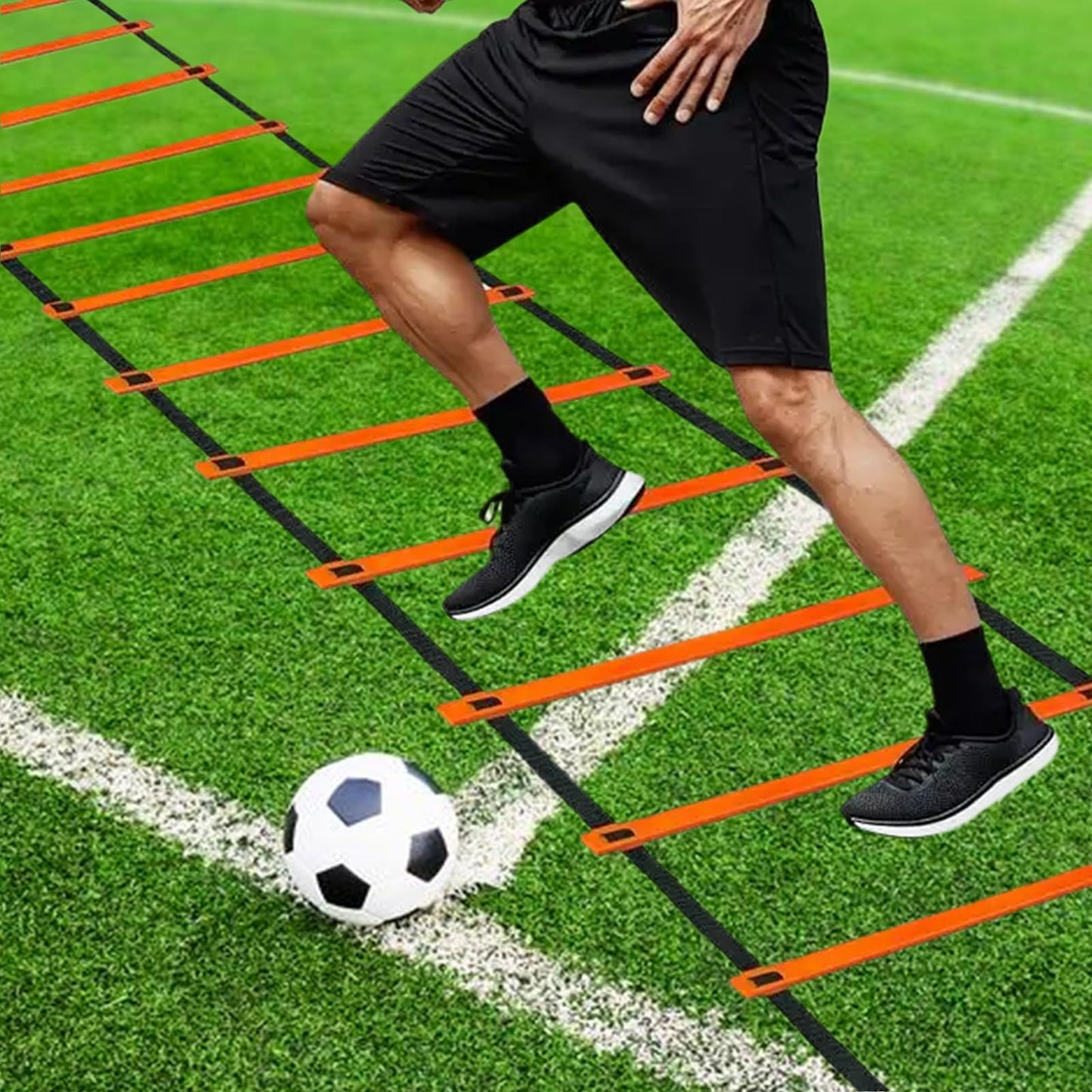 ANSLYQA 20 Pcs Agility Ladder Set,with 19FT Agility Ladder,Running Parachute,12 Soccer Cones for Basketball Football Soccer Boxing Sport Speed Training, (Orange)