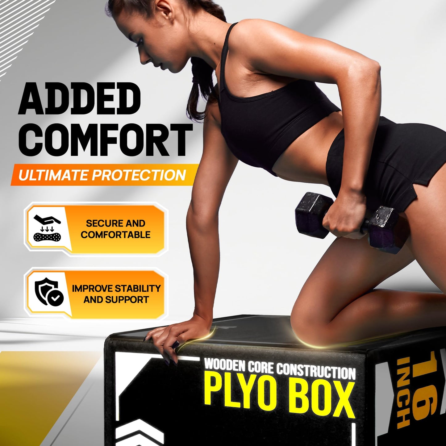 Yes4All 3-in-1 Soft-Padded Plyo Box With Wooden Core, Non-Slip Multi-Use Cushioned Plyometric Jump Box with Vinyl Cover for Jumping, Conditioning, Strength Training, 24" x 20" x 16"