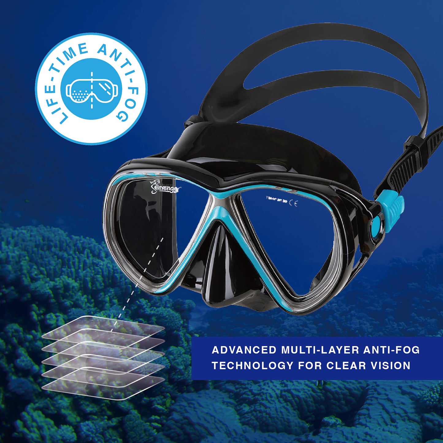 Seavenger Hanalei Snorkel and Anti-Fog Mask Set (Seafoam Green)