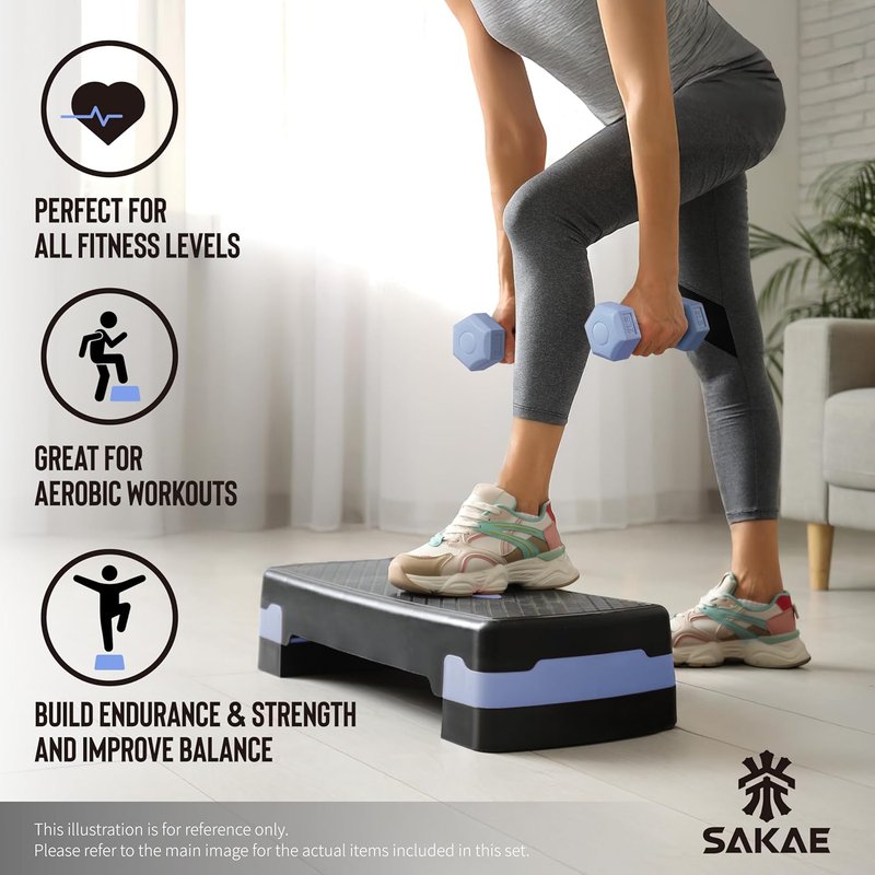 Aerobic Stepper Set - Adjustable Height Workout Platform with Dumbbells & Measuring Tape | 4 Color Options