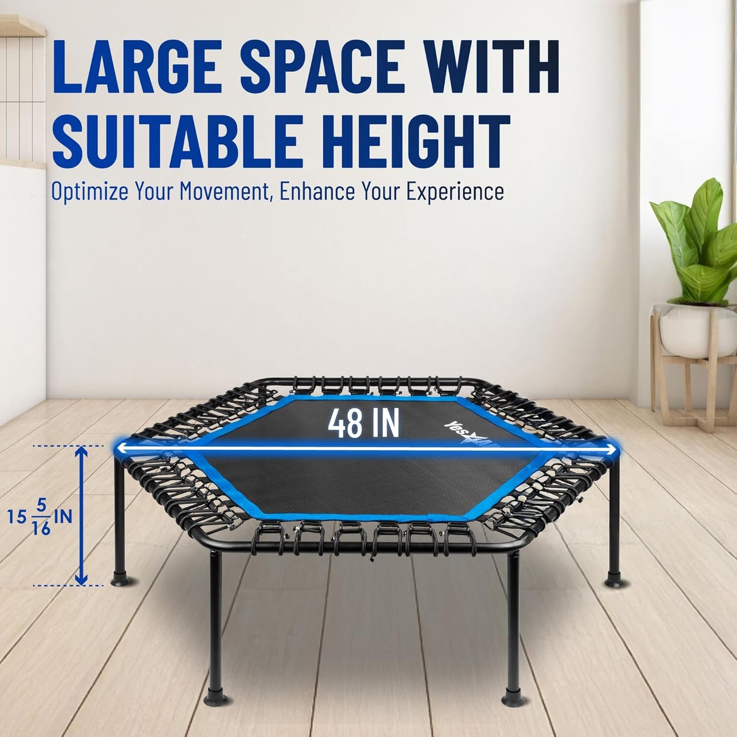 Rebounder Trampoline for Adults - 48-Inch, 350 LBS Capacity | Stable & Silent Exercise for Cardio Jumping