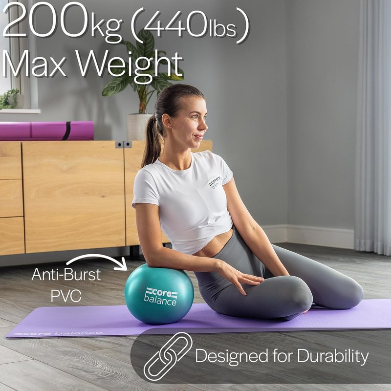 Core Balance 9-Inch Anti-Burst Pilates Ball | Mini Exercise Ball for Yoga, Barre & Core Stability