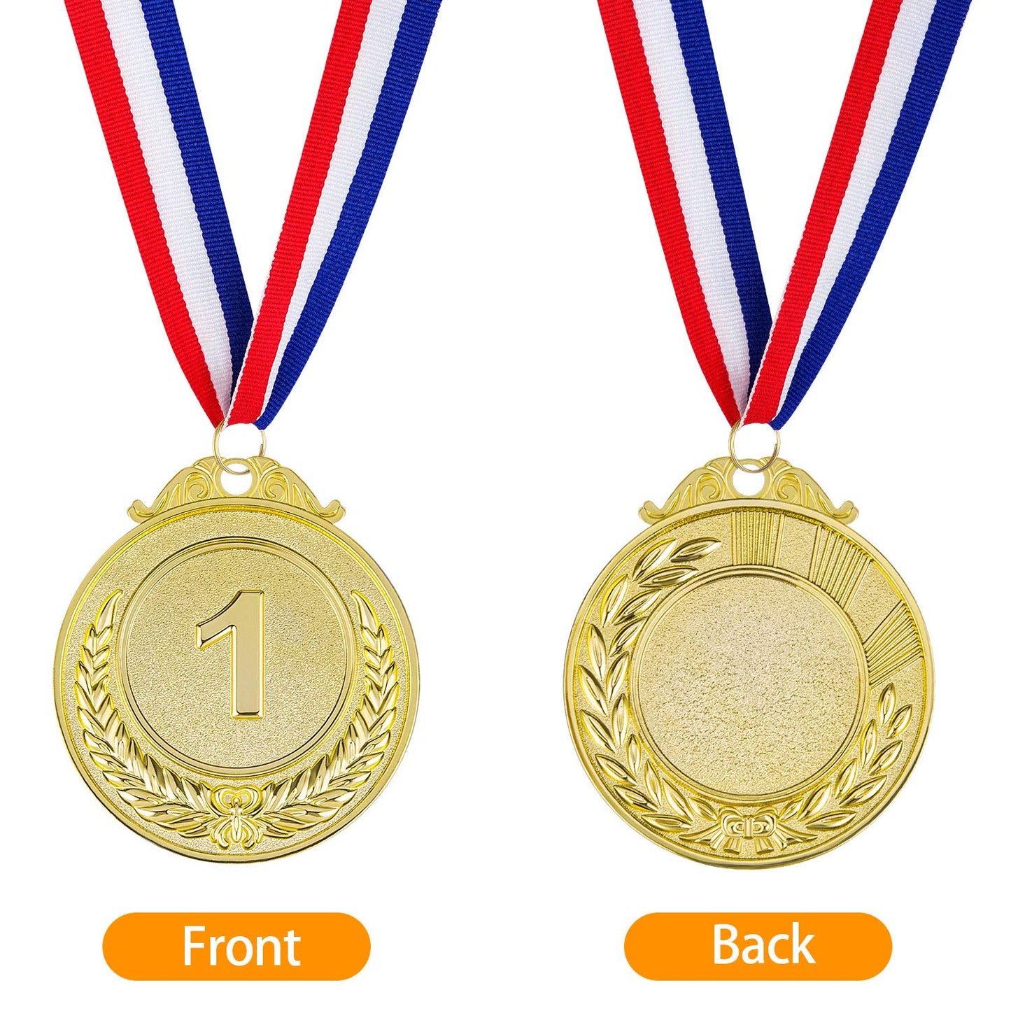 30 Pieces Award Medals 1st 2nd 3rd (Gold, Silver, Bronze) Metal Style Winner with Neck Ribbon, 2 Inches