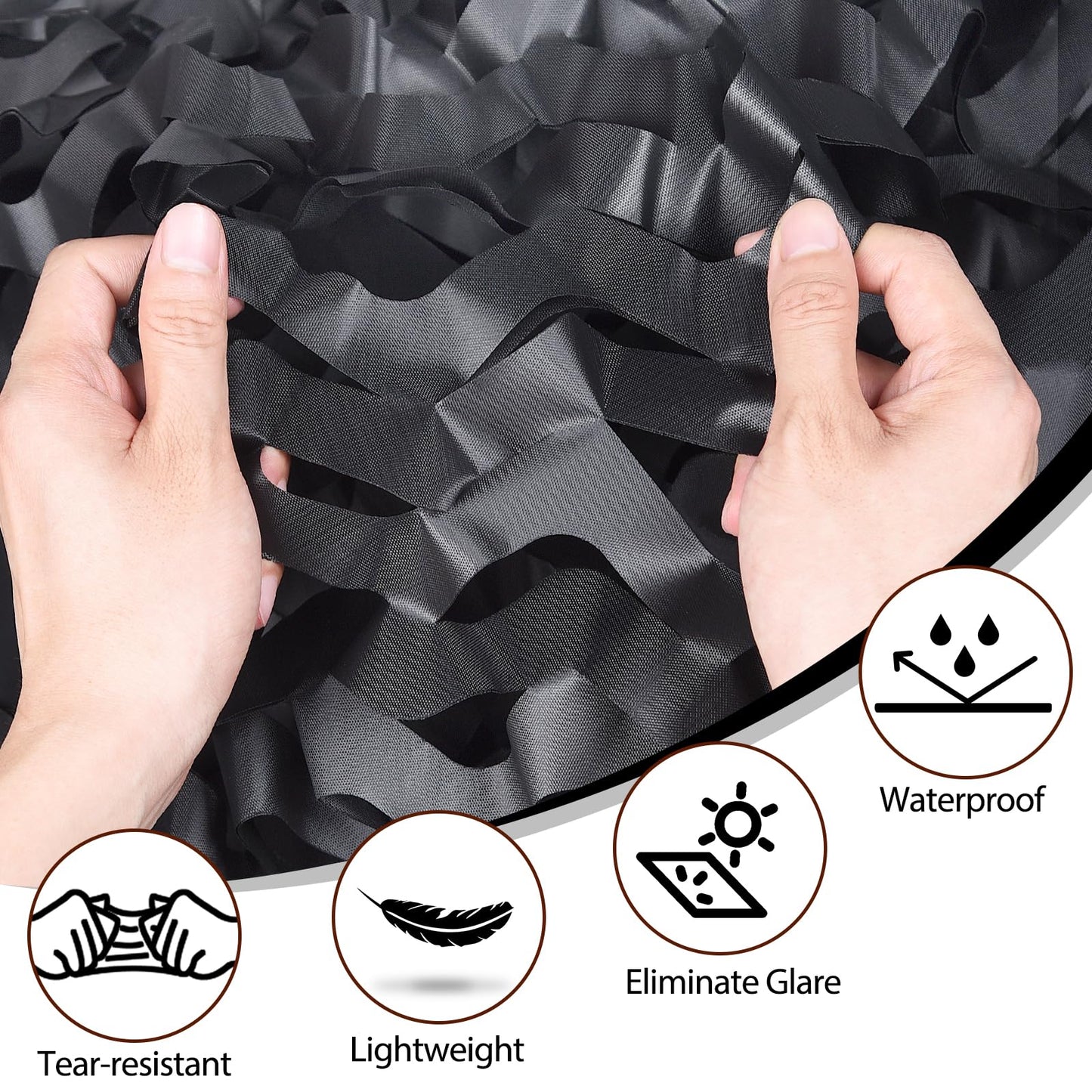 Yeacool Camouflage Netting Camo Netting Camo Tarp for Party Decor Birthday Cover Outdoor Hunting Camping Cover Netting (Black, 6.5ftx4.9ft, 2m*1.5m)