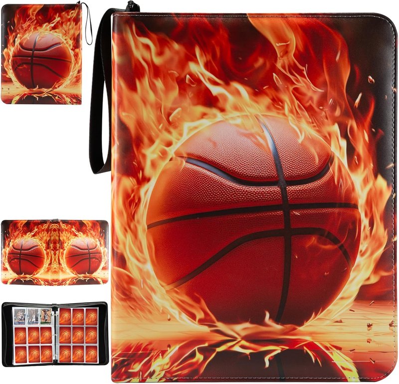 Basketball Card Binder - 900 Pocket Trading Card Holder with 50 Removable Sleeves | Durable Zipper Album Organizer
