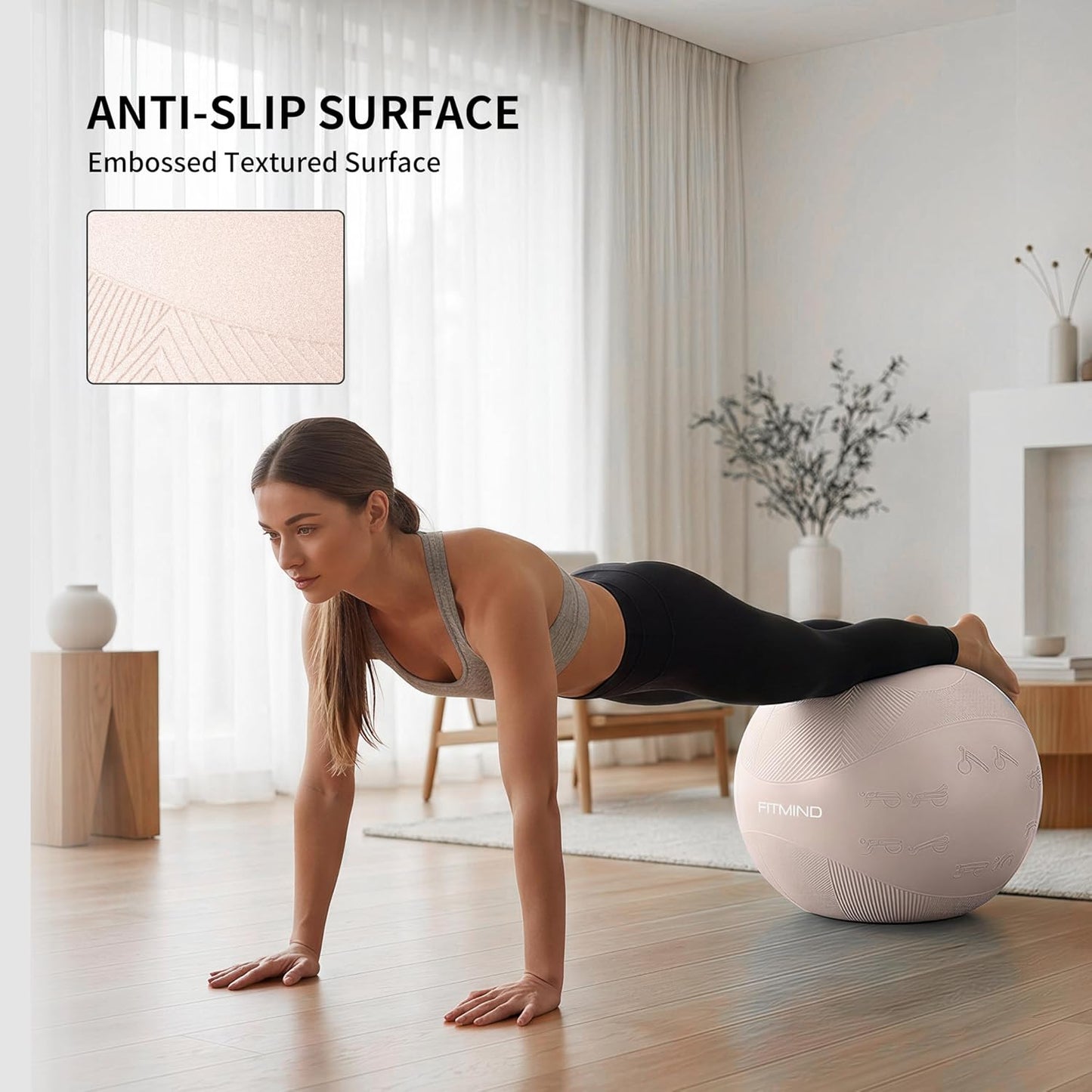 Extra Thick Yoga Ball - Anti-Burst, Slip Resistant Exercise Ball with Pump | 22in, 26in, 30in Sizes for Pilates & Physical Therapy