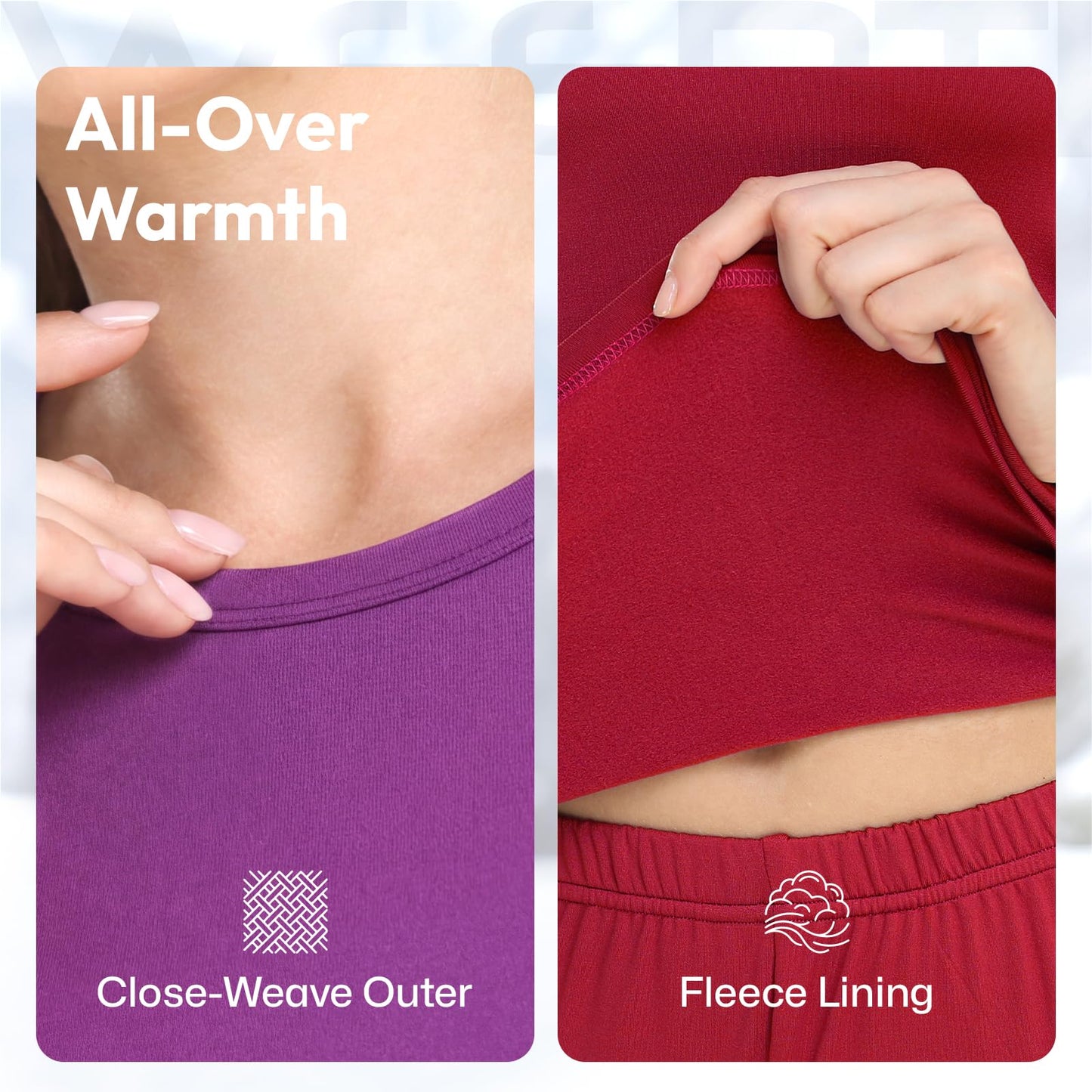 WEERTI Thermal Underwear for Women Long Johns with Fleece Lined Base Layer Women Cold Weather Top Bottom-Red XL