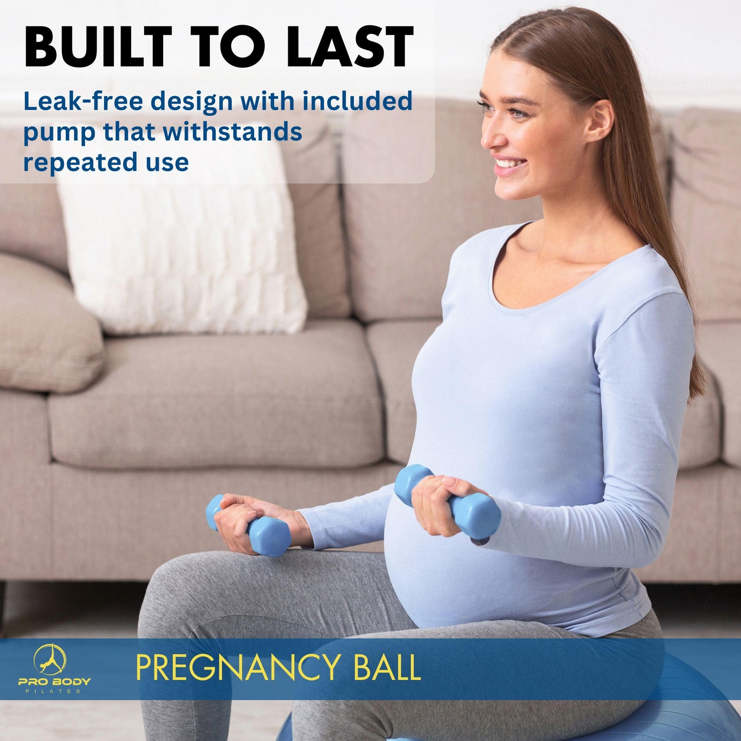 ProBody Pilates Pregnancy Ball - Yoga Ball for Pregnancy with Book, Prenatal, Labor & Postnatal Maternity Exercise (Rose, 75 cm)