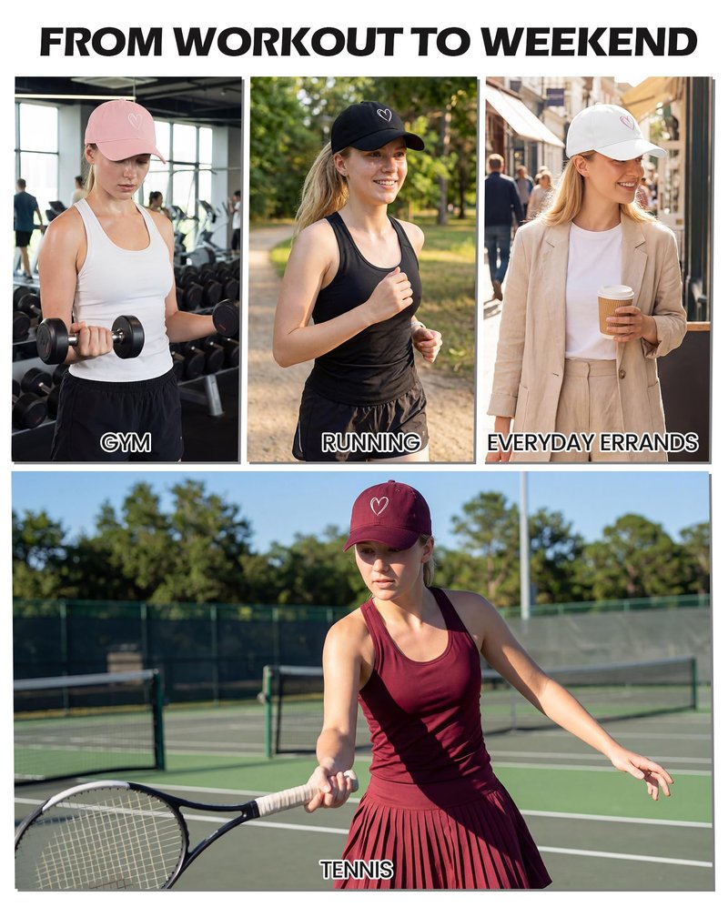 Black Baseball Cap Cute Baseball Caps for Women Men Trendy Trucker Heart Hat Ideal for Workout Golf Running