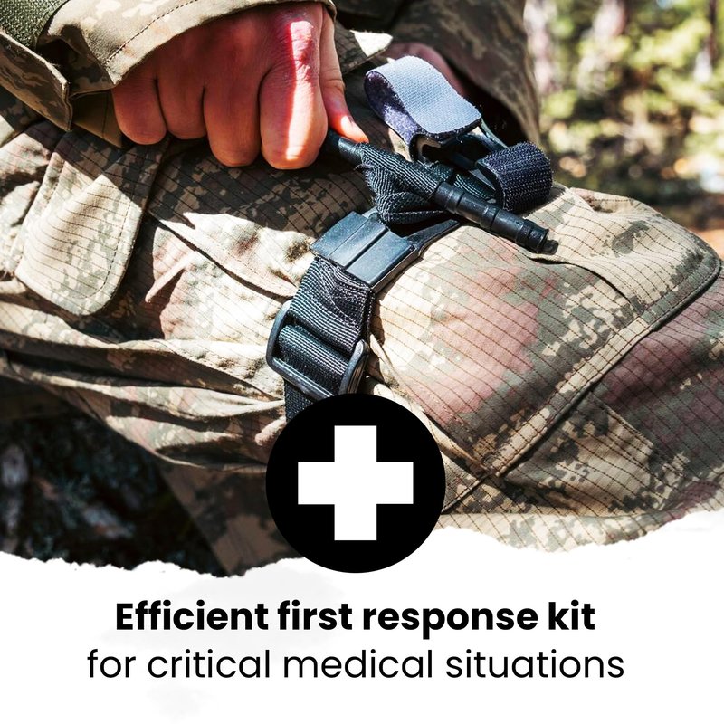 IFAK (Individual First Aid Kit) Trauma Kit with CAT Tourniquet — Medical Pouch for Tactical, Outdoor, Hiking, Military — Backpacking Emergency Medical Kit for Bleeding Control (Black)