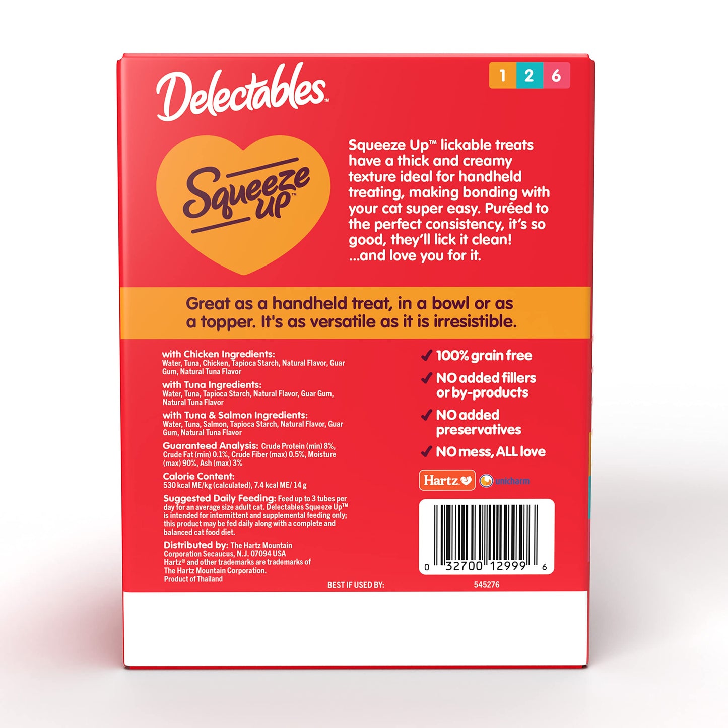 Delectables Squeeze Up Variety Pack, Creamy Squeezable Puree, Lickable Wet Cat Treats, Grain Free, No Fillers, by-Products, Preservatives, 0.5 Ounces Tube, 54 Tubes Total