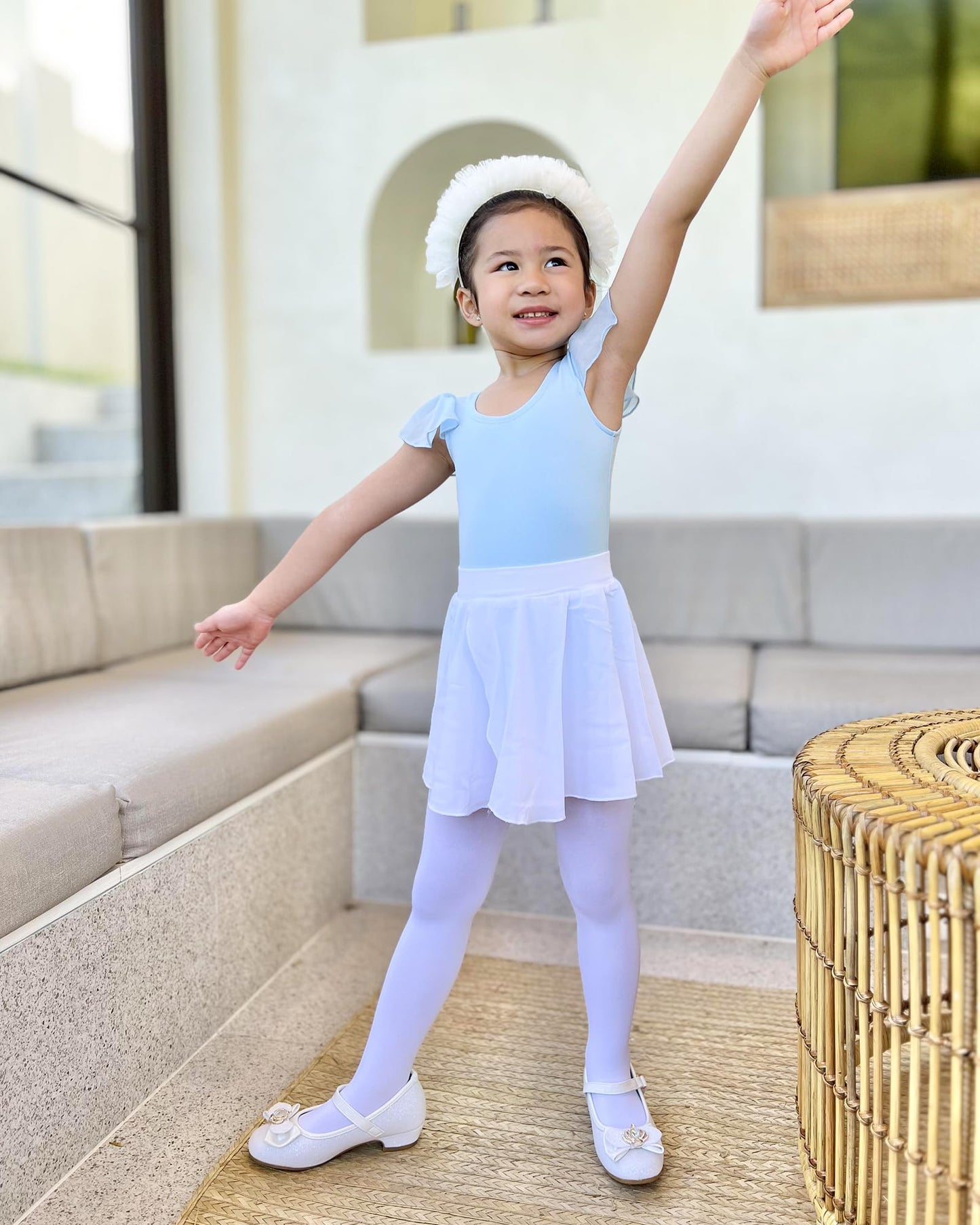 Stelle Girls' Ultra Soft Pro Dance Tight/Ballet Footed Tight(Toddler/Little Kid/Big Kid),WT,XL White