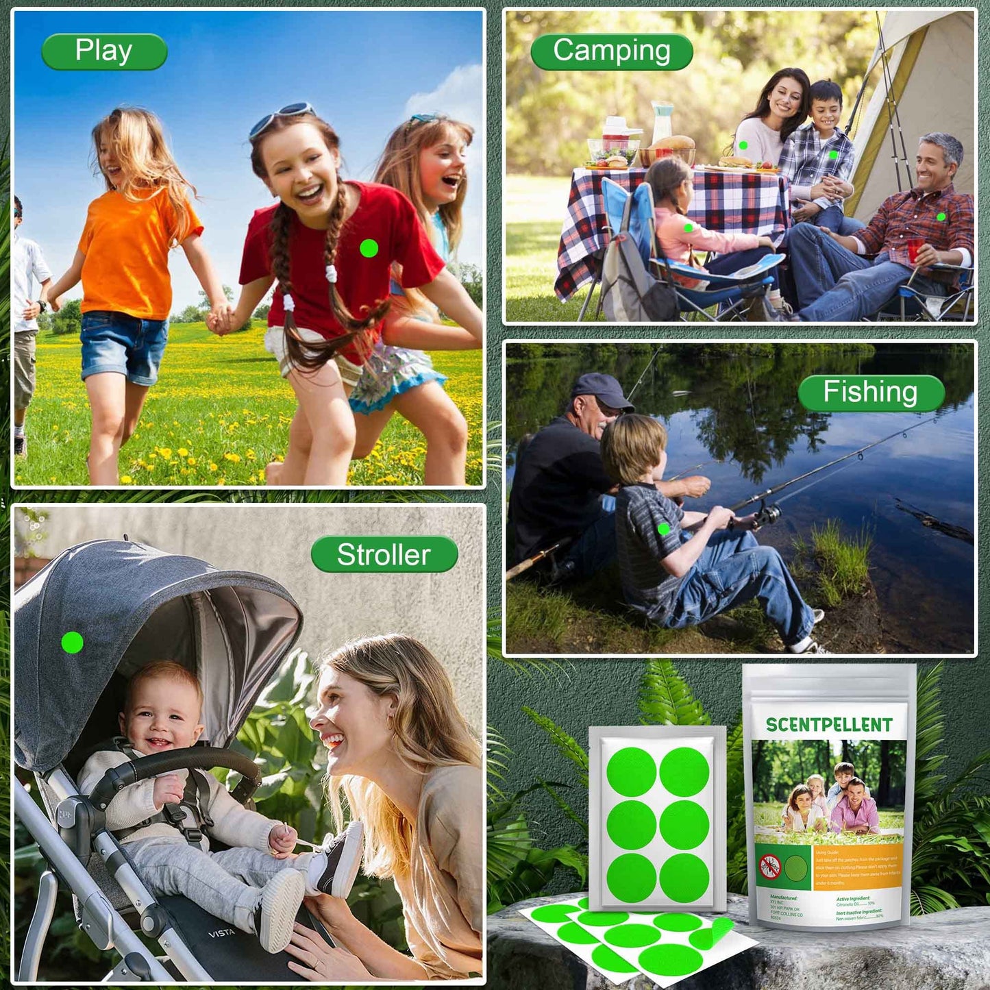 Scentpellent 150 Pack Mosquito Stickers for Kids and Adults, Deet Free Natural Citronella Mosquito Patches for Indoor Outdoor Traveling Camping Hiking